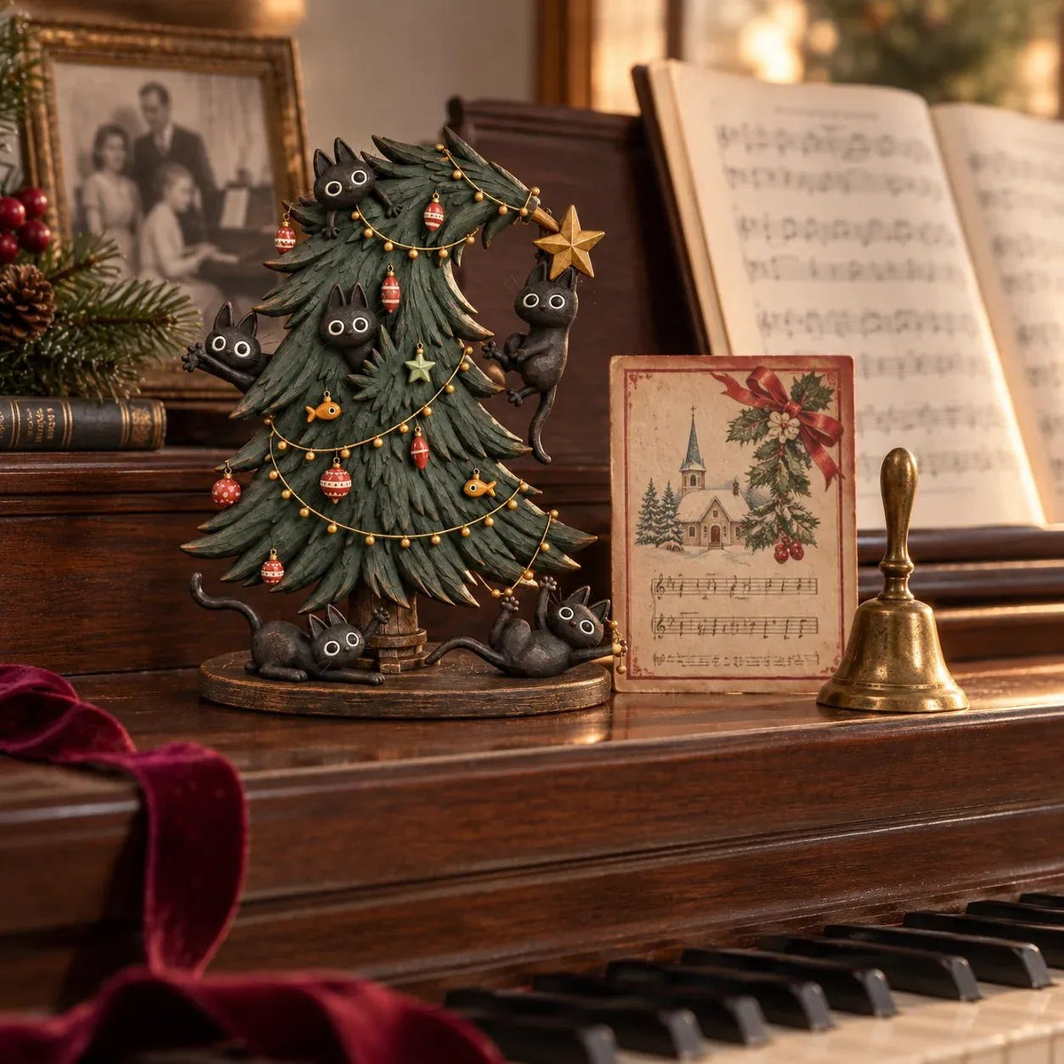 🎄 Cute Black Cat Christmas Tree Decor