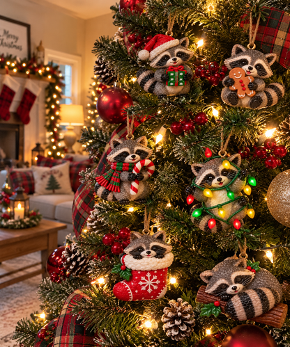 Adorable Christmas Raccoon Ornaments