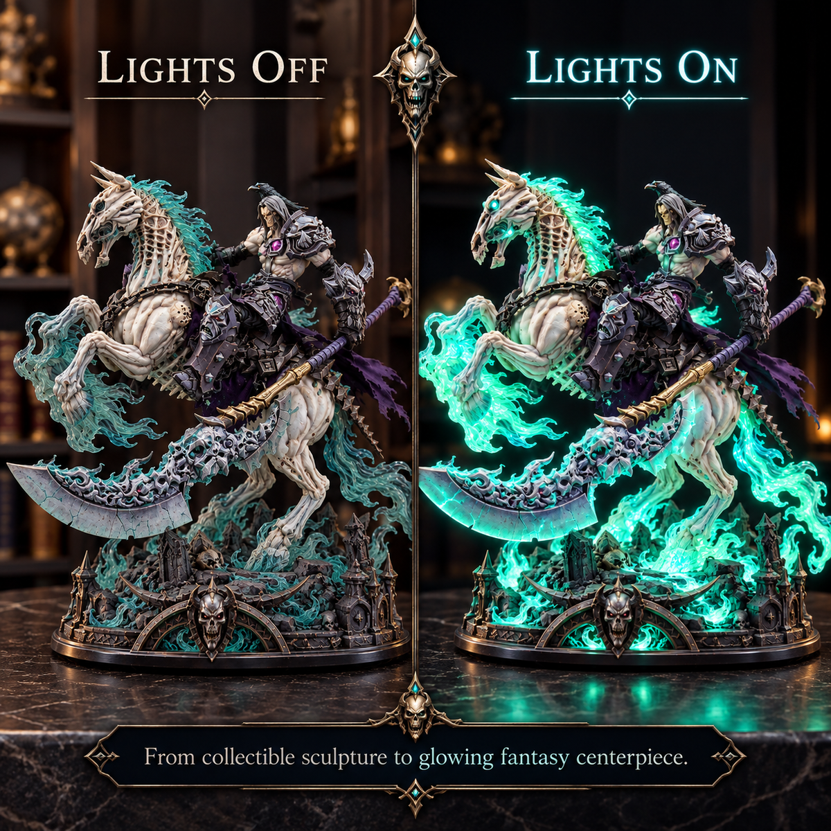 💀🔥 Wraith Rider™ Soulfire Horseman Lamp – Gothic Undead Knight Collector Light