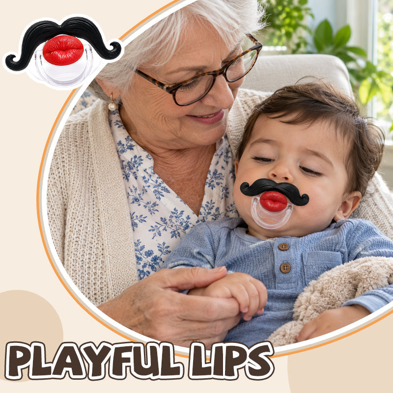 Funny Baby Mustache & Red Lips Pacifier