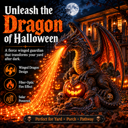 🐉 Inferno Dragon™ Fire-Breathing Solar Garden Light – Glowing Halloween Dragon Statue for Outdoor Yard & Porch Decor
