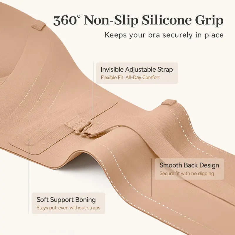 Stay-Up Strapless Front Closure Support Bra – No-Slip Lift & Smooth Side Fit