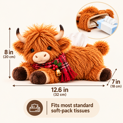 Fluffy Highland Cow Tissue Box Holder