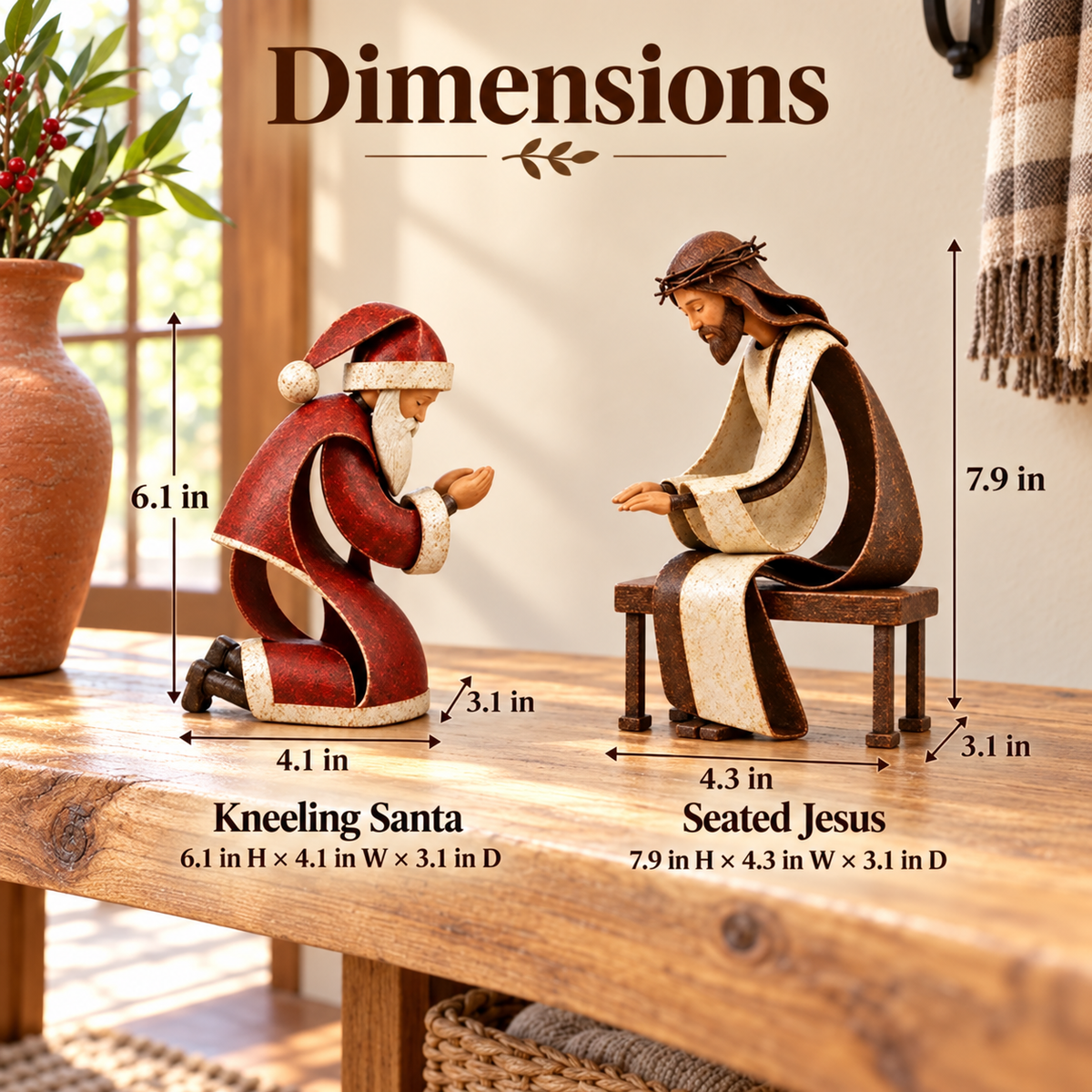 🎅✝️Santa Kneeling Before Jesus Christmas Figurines