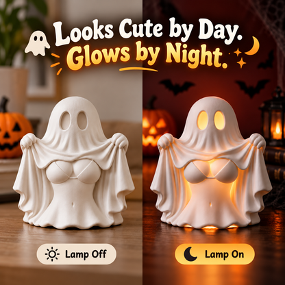 Cheeky Ghost Halloween Tabletop Decor – Funny Light-Up Figurine