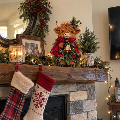 Christmas Highland Cow with Bell
