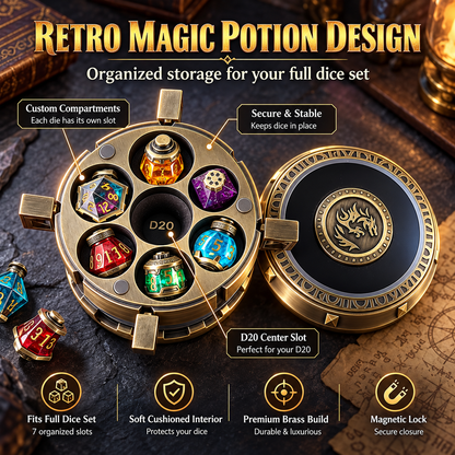 Dragon’s Vault Potion Dice Set – Fantasy RPG Dice Collection with Collectible Storage Case