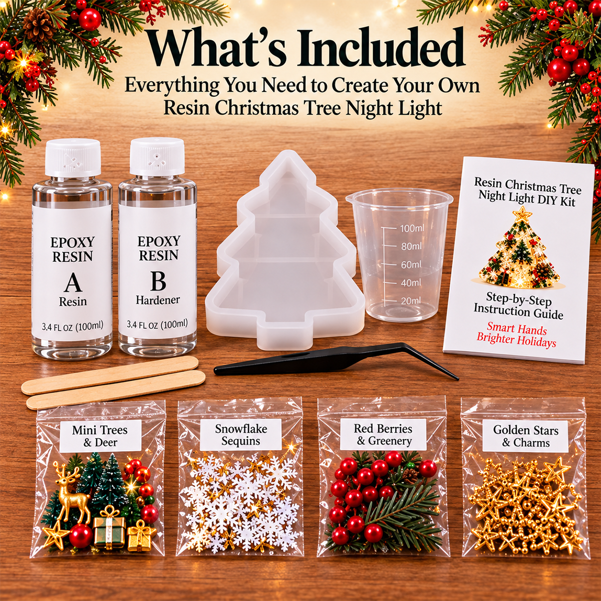 Christmas Resin Night Light DIY Kit – Handmade Glowing Holiday Keepsake