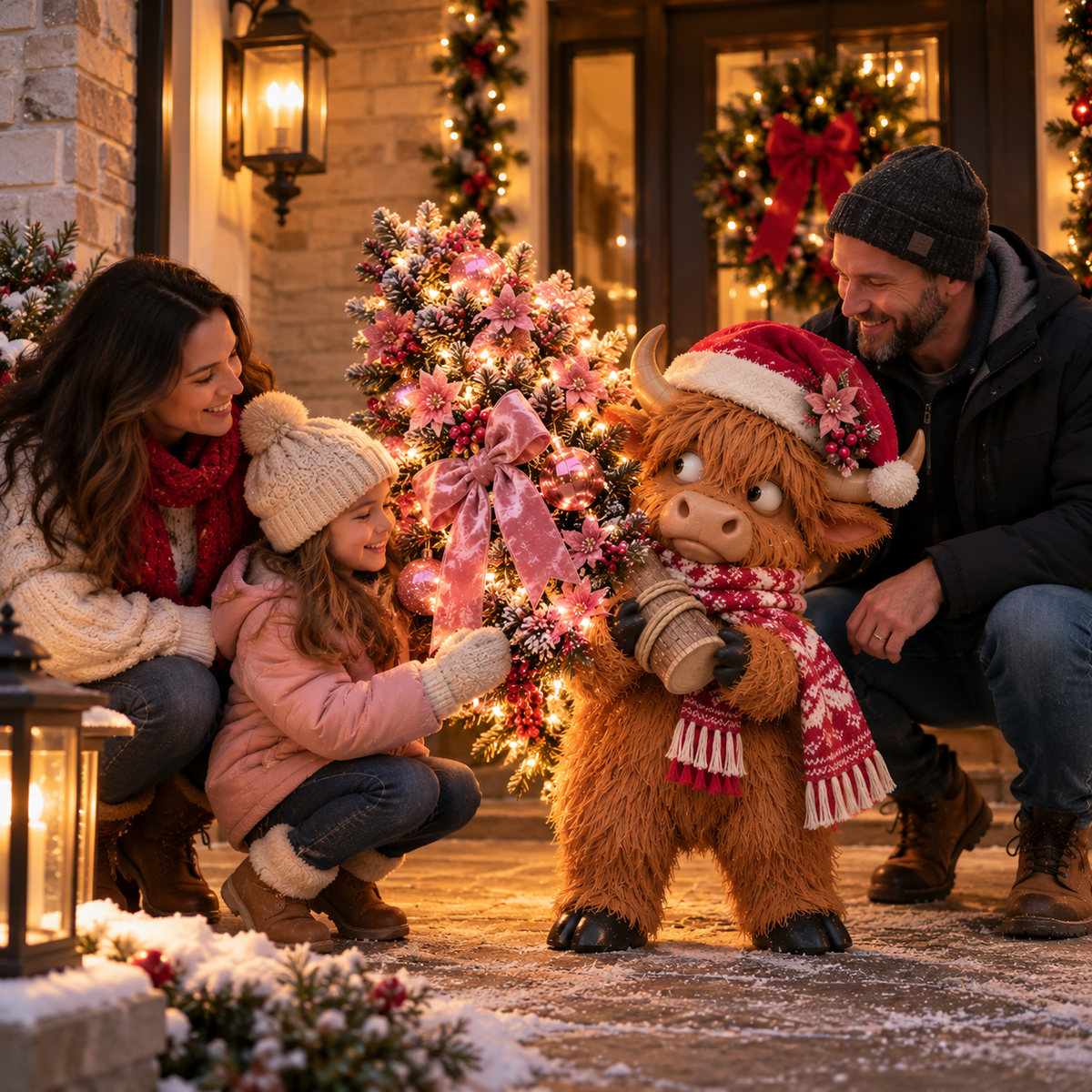 🎄🐮 🎀 The Pinkmas Tree Thief | Funny Light-Up Highland Cow Christmas Decor