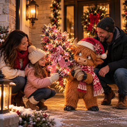 🎄🐮 🎀 The Pinkmas Tree Thief | Funny Light-Up Highland Cow Christmas Decor