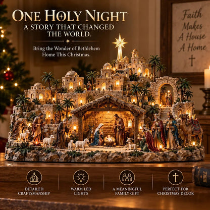 🎉✨ Remember the Night That Changed Everything! — The Holy Night of Bethlehem Illuminated Nativity Village
