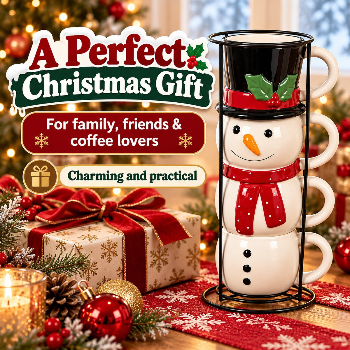 ☃️🎄 Snowman Stacking Cups — Create A Cozy Winter Moment With Every Sip!