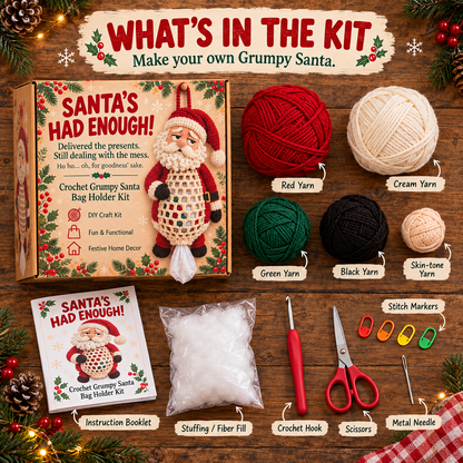 🎄 Christmas Crochet Bag Holder DIY Kit – 4 Funny Festive Designs | A Gift With a Bit of British Humour
