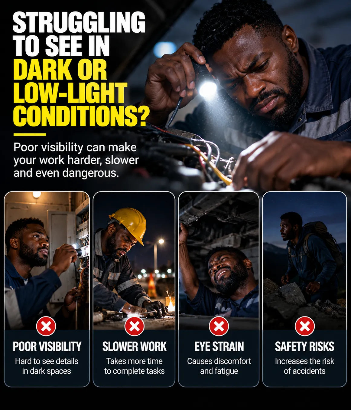 Hands-Free Vision LED Work Light Glasses