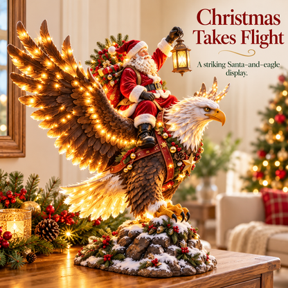 🎅 Sky Rider Santa – Lighted Eagle & Santa Figurine 🦅
