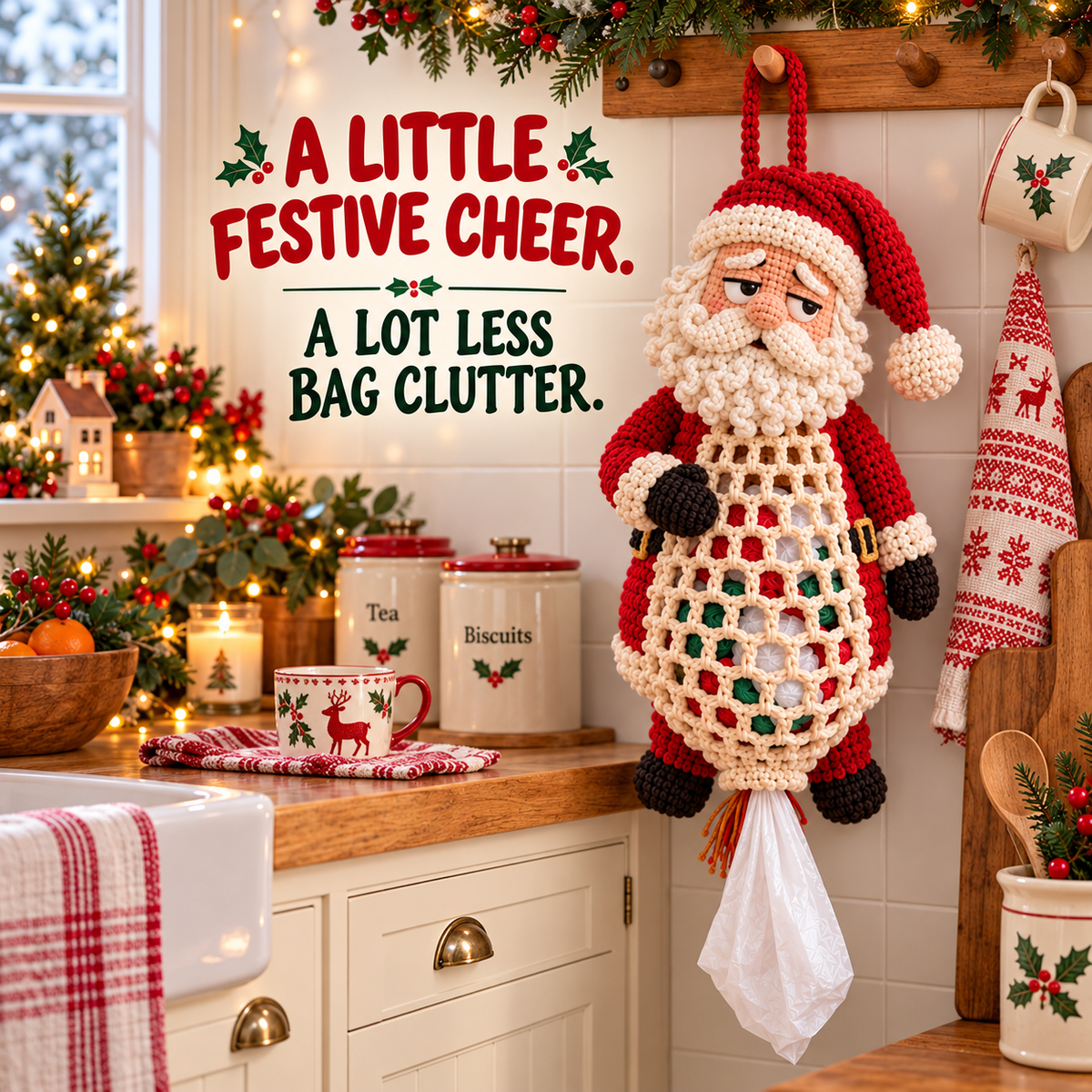 🎄 Christmas Crochet Bag Holder DIY Kit – 4 Funny Festive Designs | A Gift With a Bit of British Humour