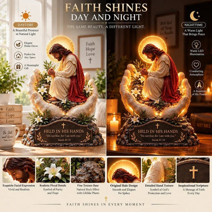 ✨🙏 Faith Brings PeaceTM — Illuminated Praying Jesus Figurine