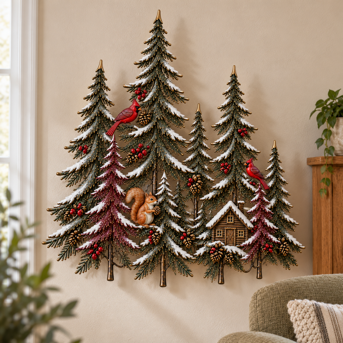 🌲 Woodland Glow – Lighted Winter Forest Wall Decor