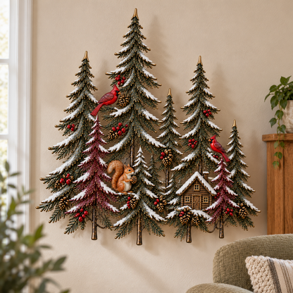 🌲 Woodland Glow – Lighted Winter Forest Wall Decor