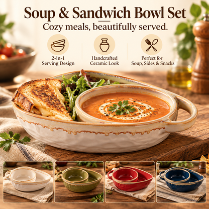 Handmade Soup & Sandwich Bowl Set / Cozy Meals