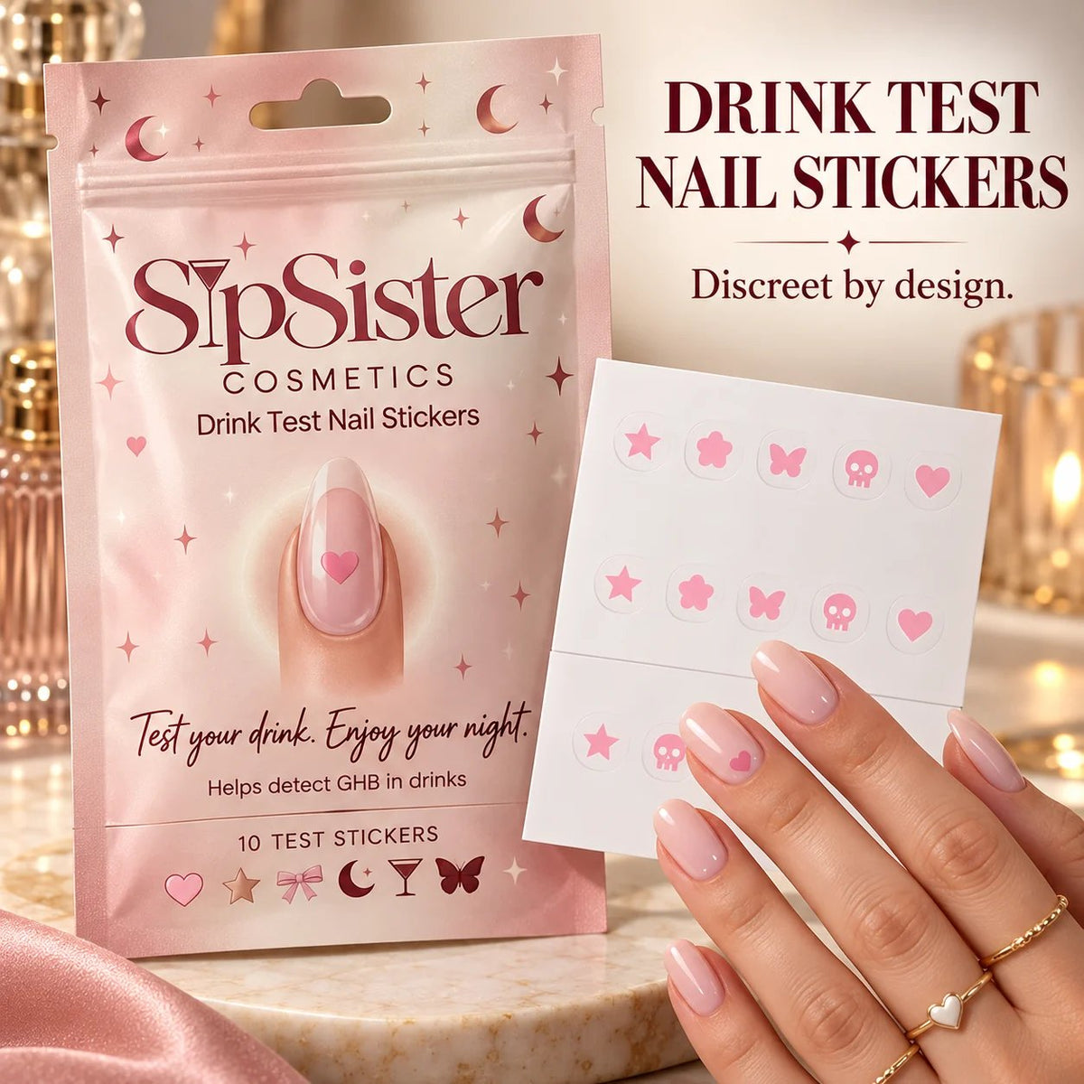 💅 Drink Test Nail Stickers – Discreet Drink Detection Stickers for Nights Out & Parties