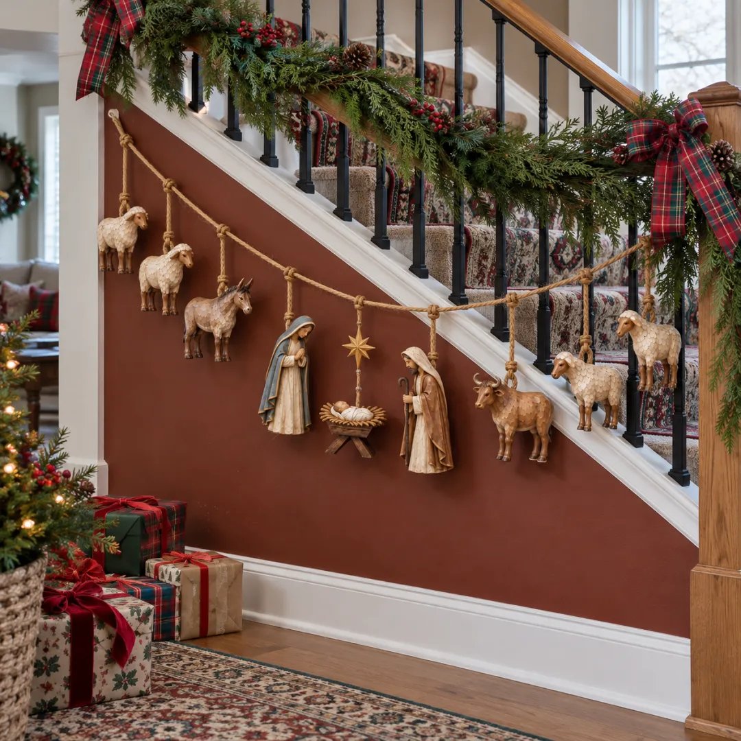 🎄 Bethlehem Blessings™ Wooden Nativity Christmas Garland