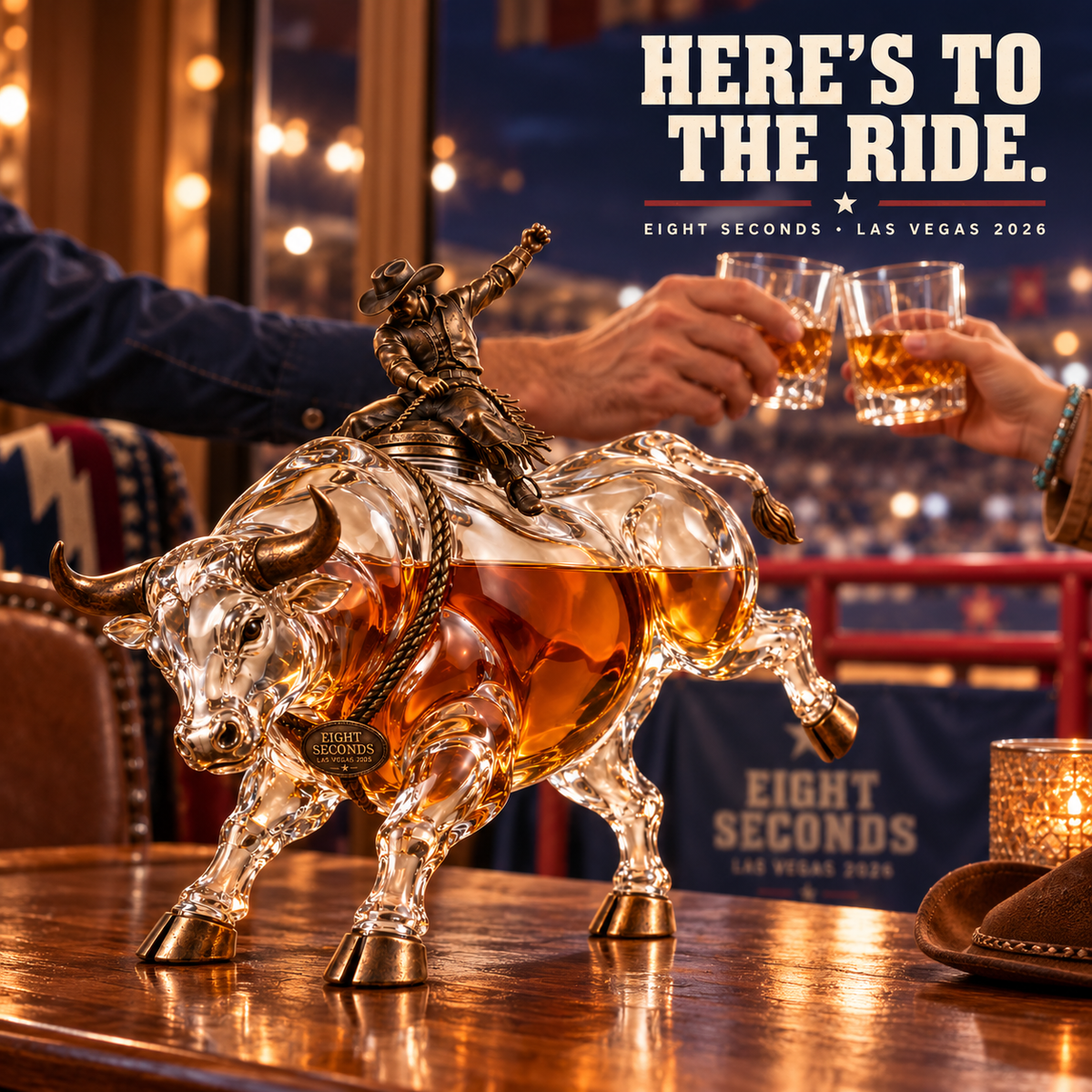 🤠 Eight Seconds Bull Rider Whiskey Decanter — Las Vegas 2026 Limited Custom Edition