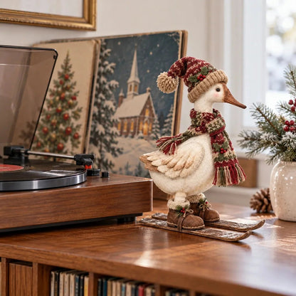 🎄⛷️ Vintage Christmas Skiing Goose Figurine | Adorable Holiday Home Decor