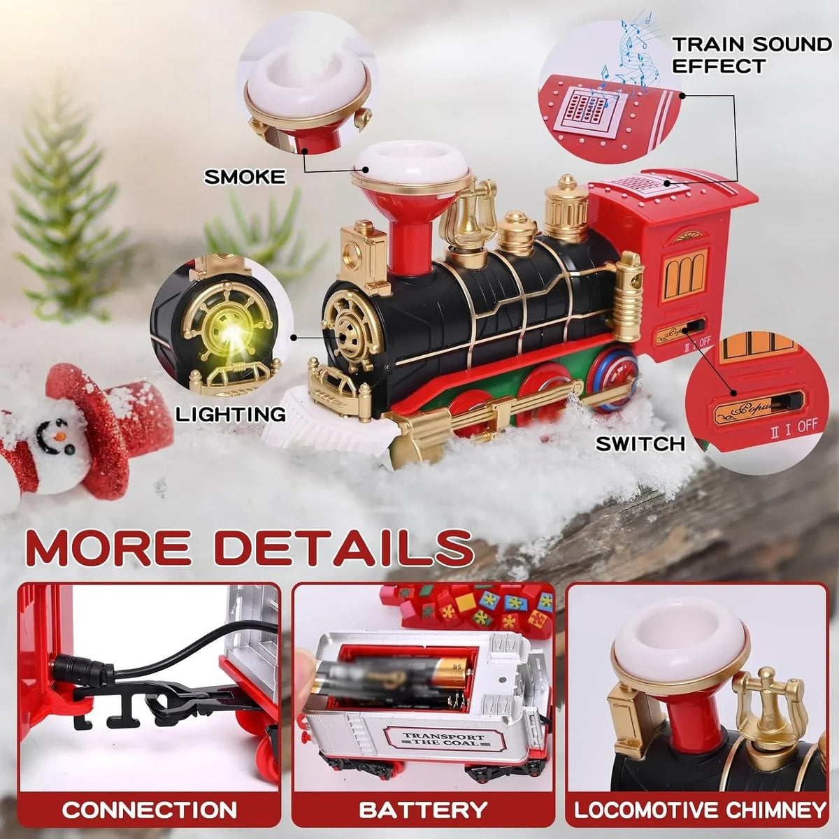 🚂🎄Electric Christmas Train Set Around Tree – Holiday Train Decoration with Lights, Sound & Smoke Effects for Kids & Family