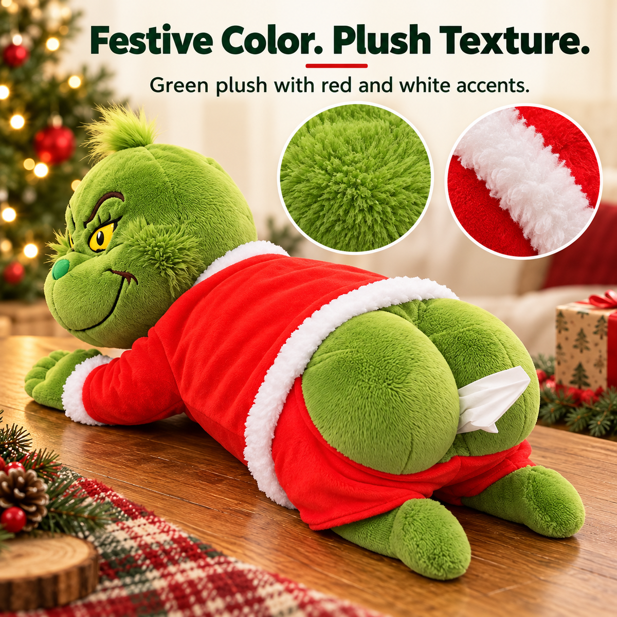 🎄 Funny Christmas Plush Tissue Box Cover – A Cheeky Holiday Surprise! 😂