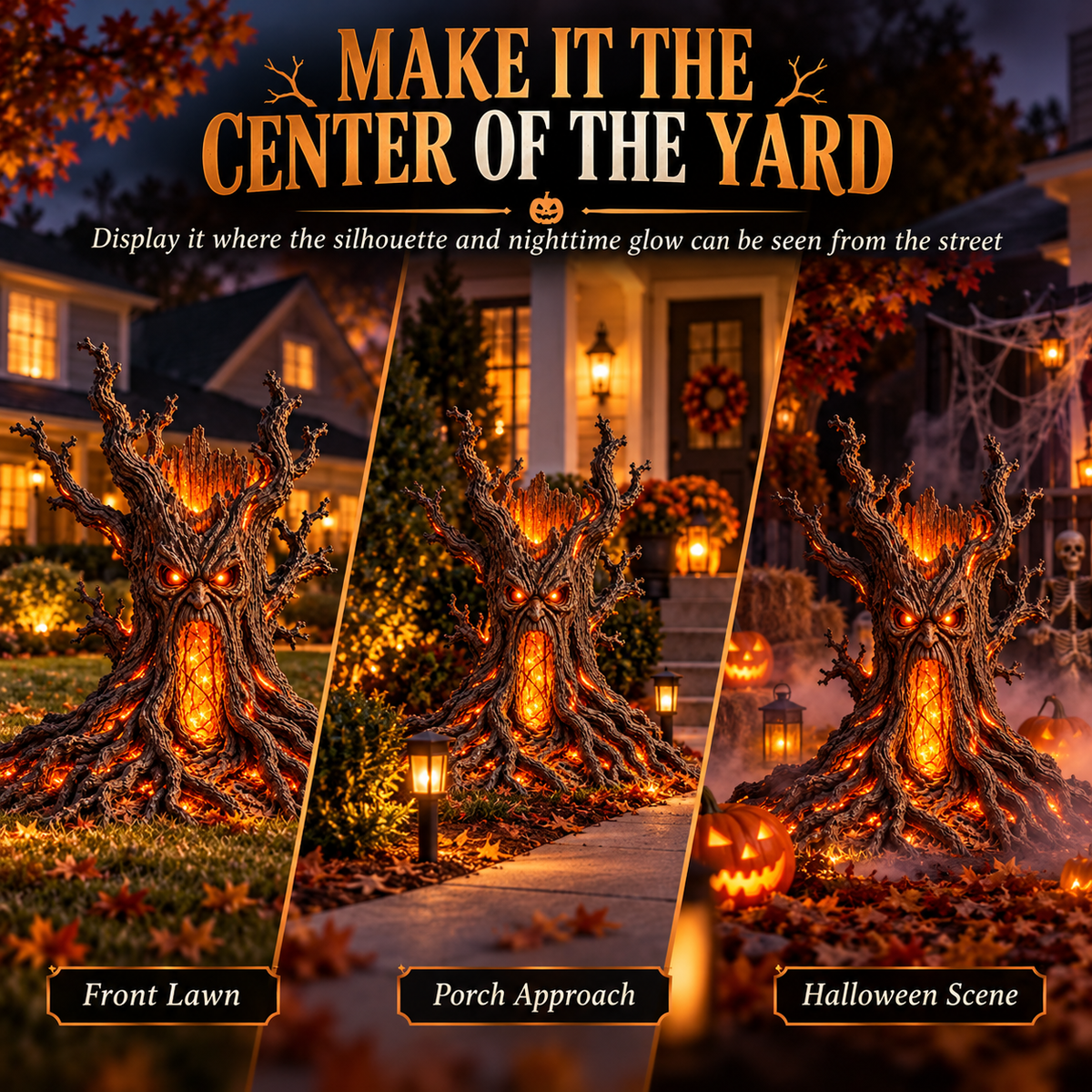 🪾🎃 Enchanted Haunted Tree Light-Spooky Glowing Halloween Yard Sculpture 👻