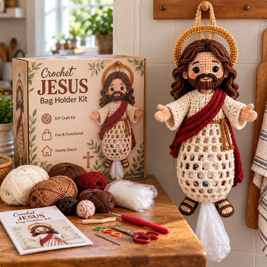 Heavenly Blessings DIY Crochet Bag Holder Kit – 4 Faith-Inspired Designs, Hanging Kitchen Organizer & Meaningful Christian Gifts