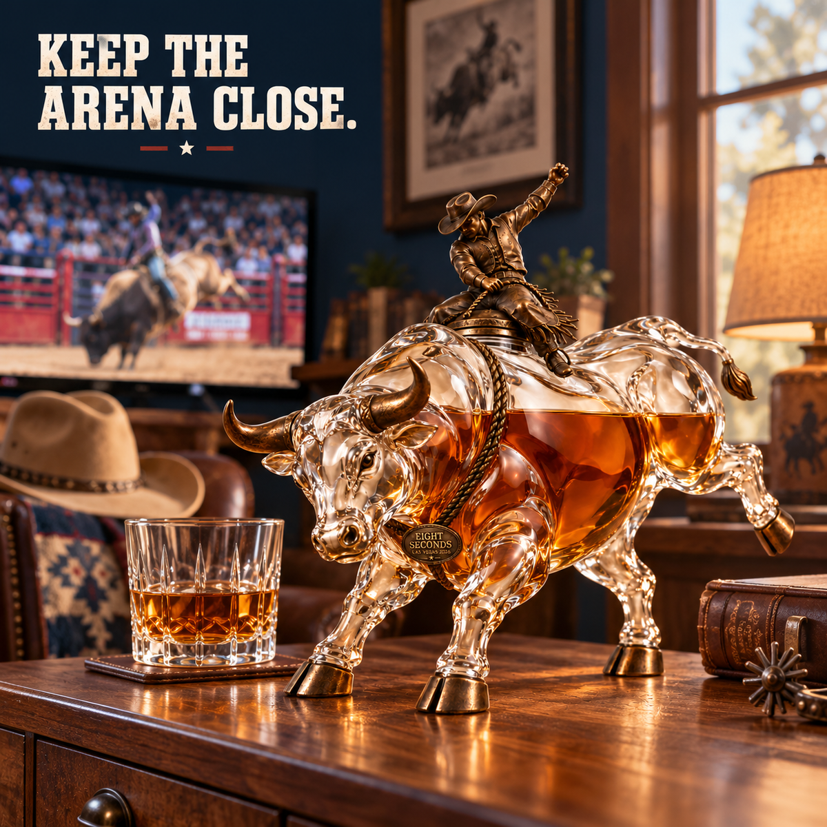 🤠 Eight Seconds Bull Rider Whiskey Decanter — Las Vegas 2026 Limited Custom Edition