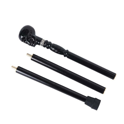 💀Black Devil Skull Wooden Walking Cane