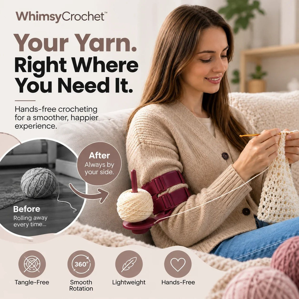 Yarn Tension Arm Holder for Crocheting