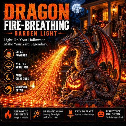 🐉 Inferno Dragon™ Fire-Breathing Solar Garden Light – Glowing Halloween Dragon Statue for Outdoor Yard & Porch Decor