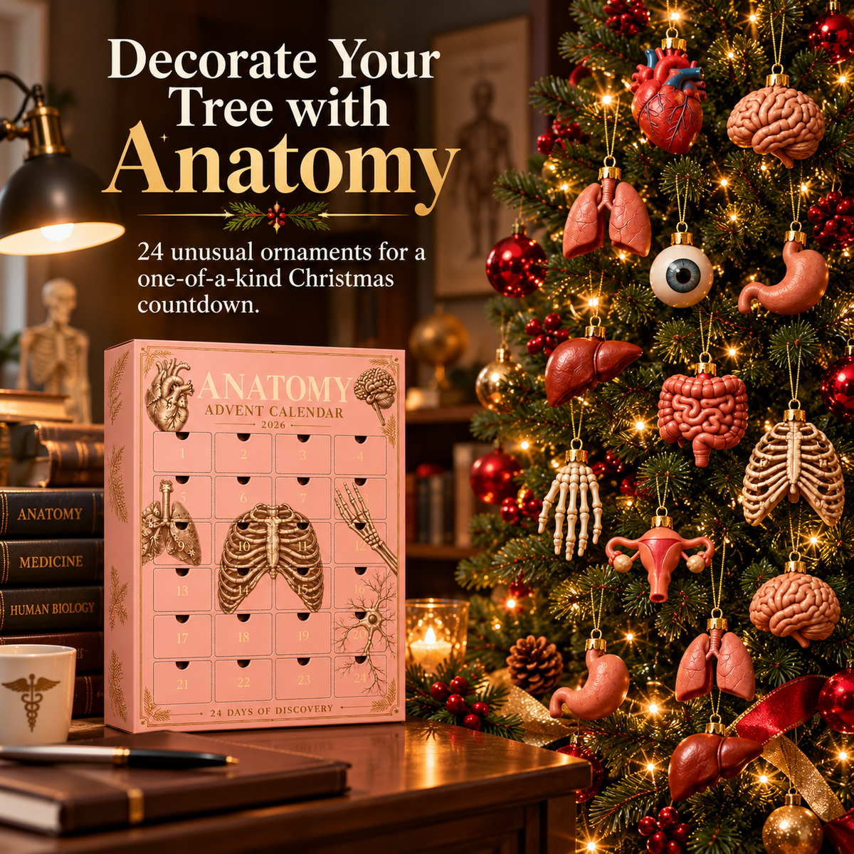 2026 Anatomy Advent Calendar – 24 Days of 3D Resin Organ Ornaments