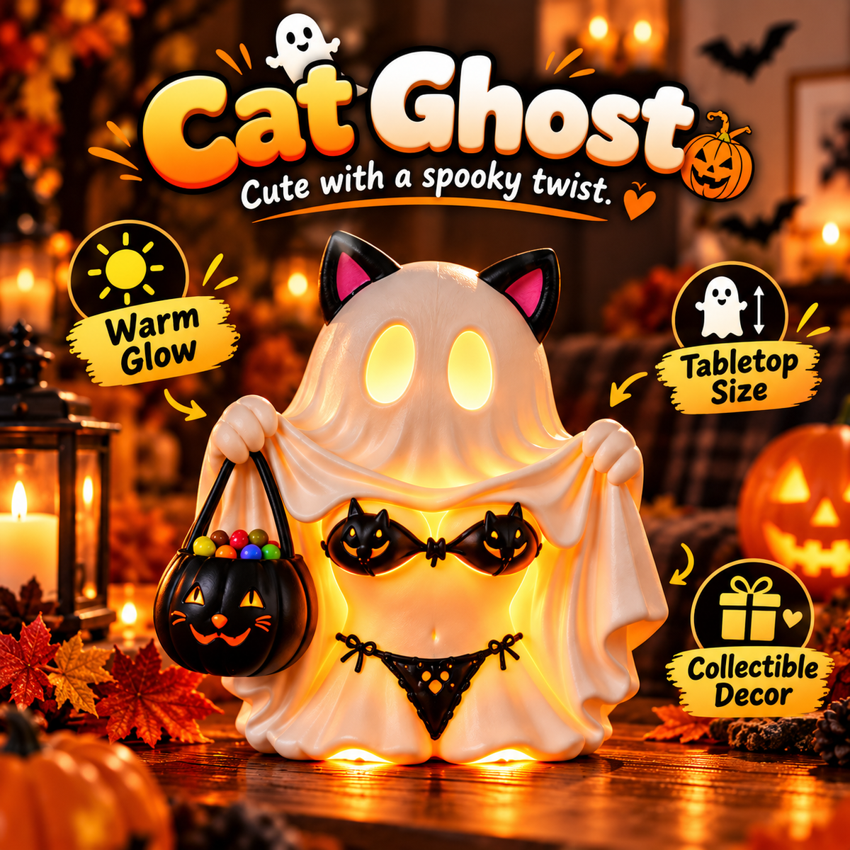 👻Cheeky Ghost Halloween Tabletop Decor – 5 Mischievous Styles