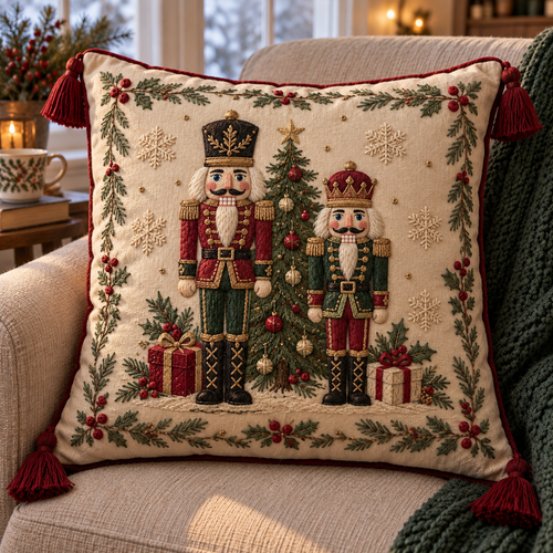 Vintage Christmas Embroidered Throw Pillows 🎄