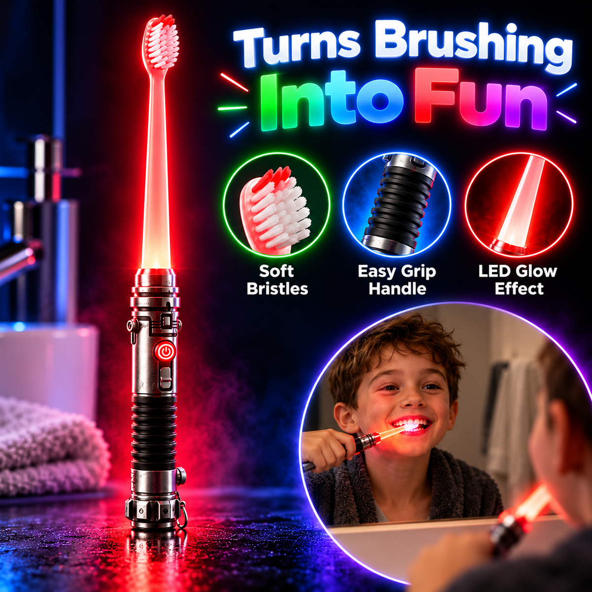 Glow toothbrush features