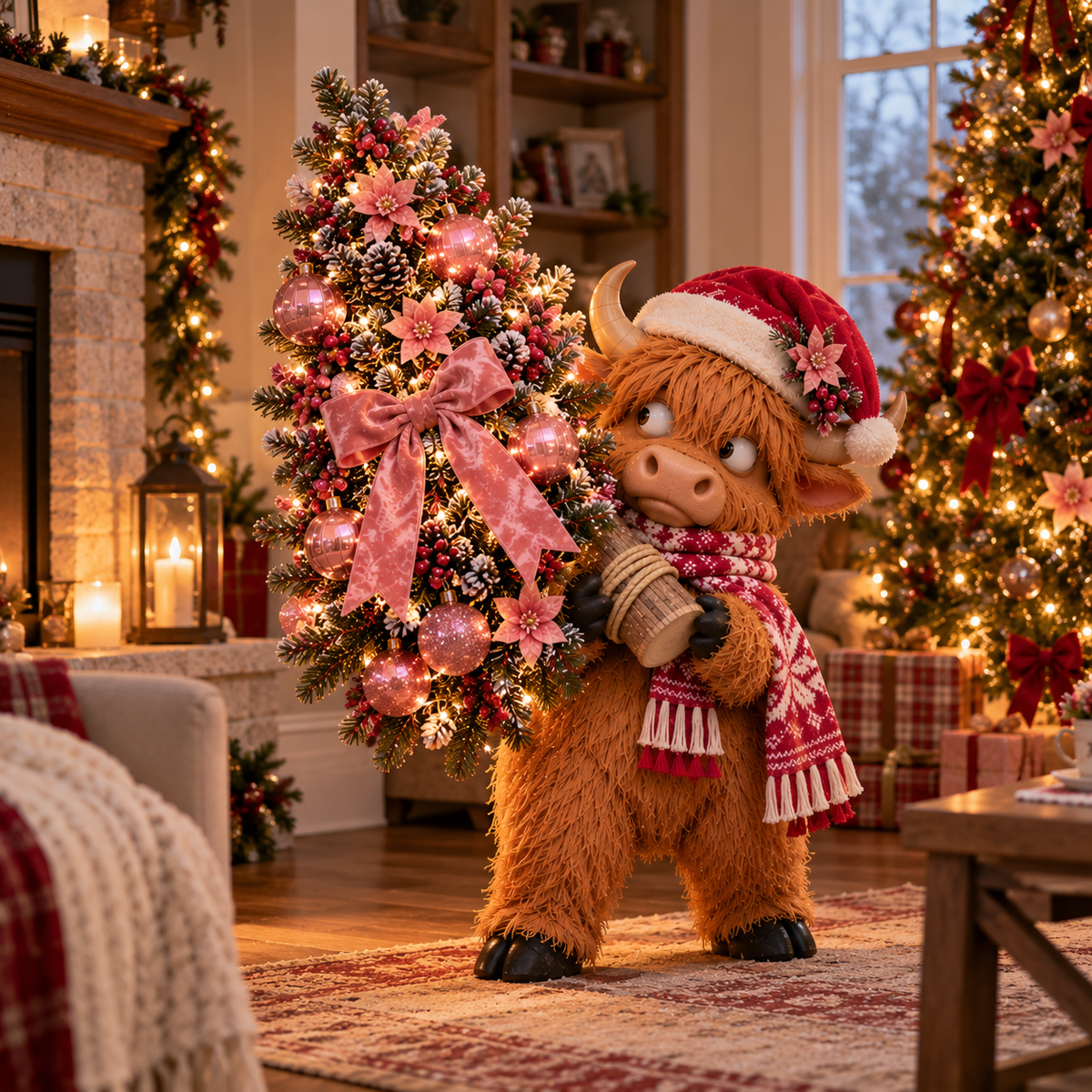 🎄🐮 🎀 The Pinkmas Tree Thief | Funny Light-Up Highland Cow Christmas Decor