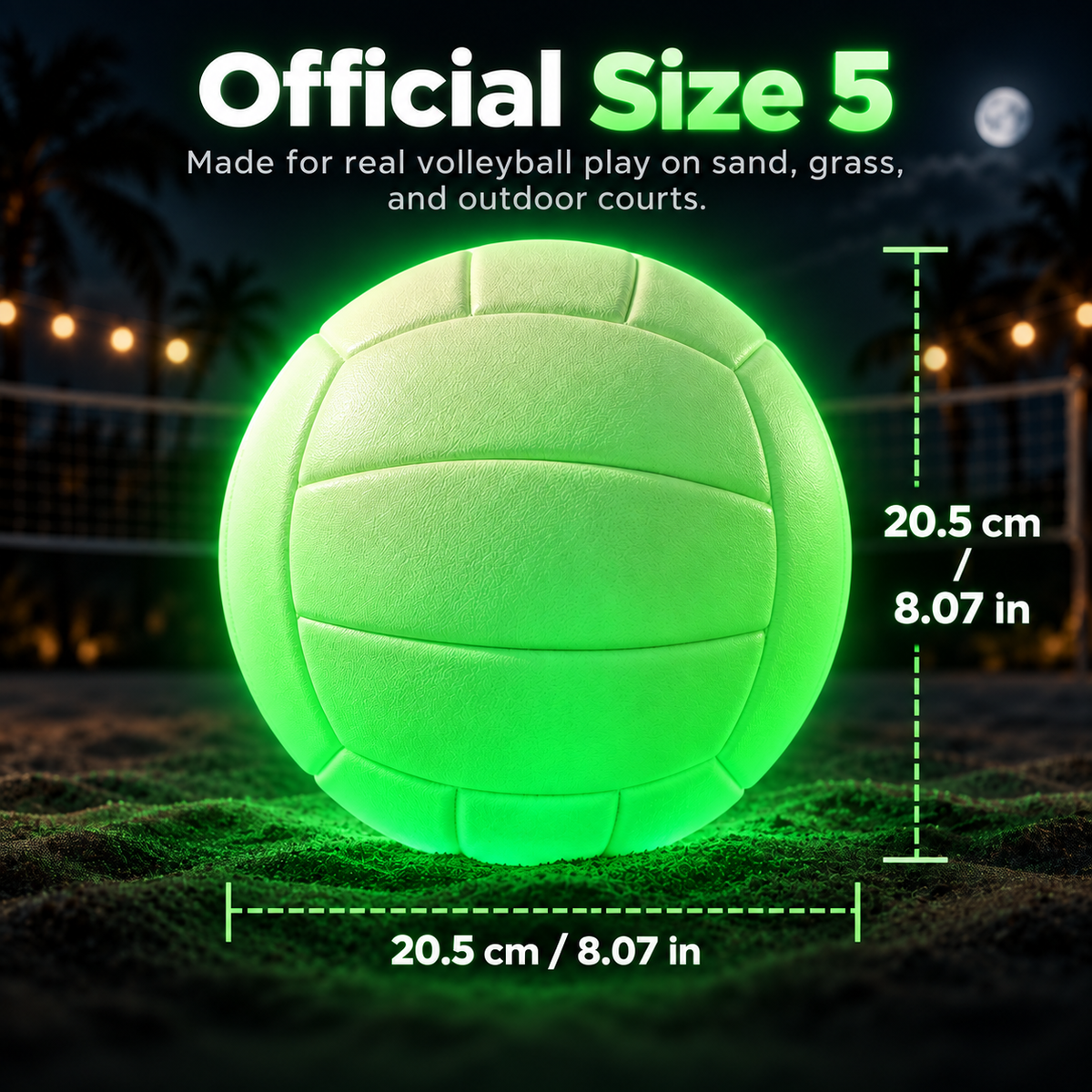 Glow-in-the-Dark Volleyball – Full-Size Night Play Ball