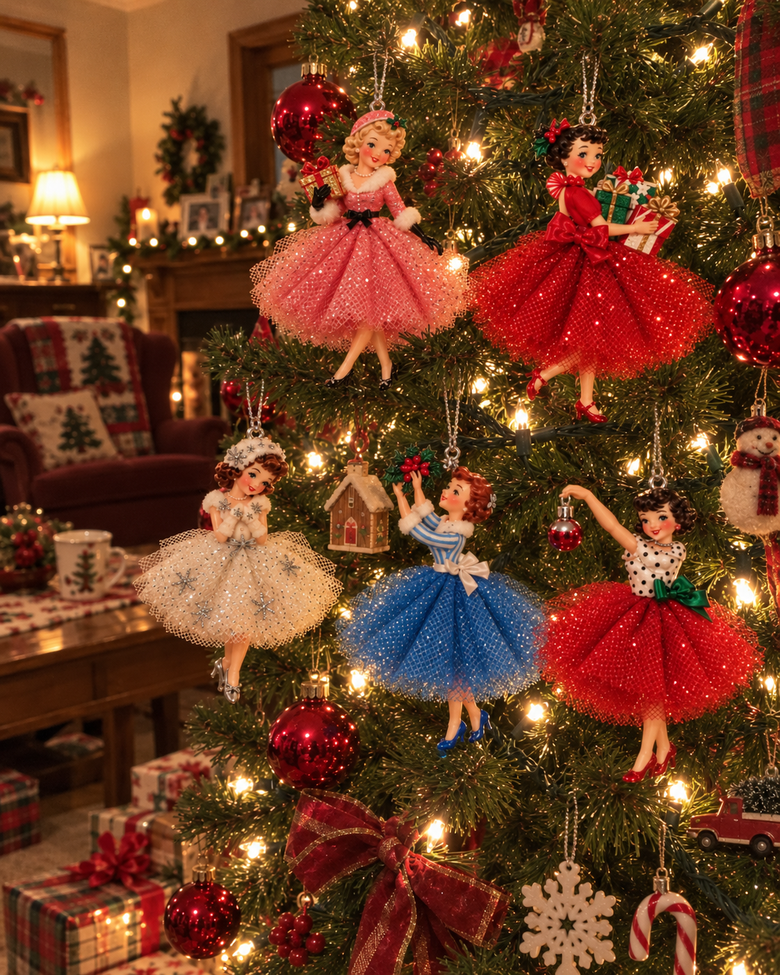 Vintage Christmas Girls Ornaments – 1950s-Inspired Holiday Keepsake Collection
