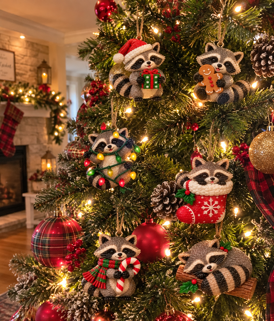 Adorable Christmas Raccoon Ornaments