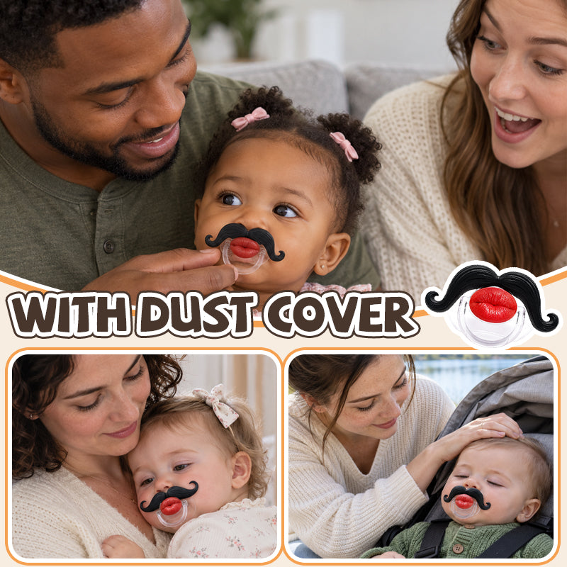 Funny Baby Mustache & Red Lips Pacifier