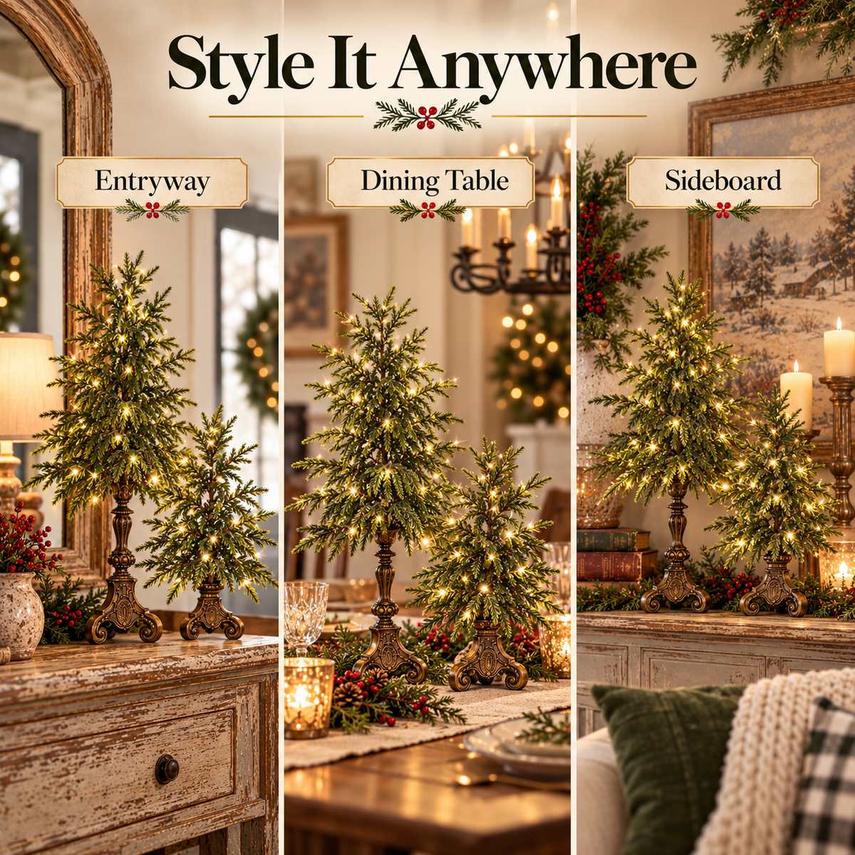 Vintage Lighted Tabletop Christmas Trees