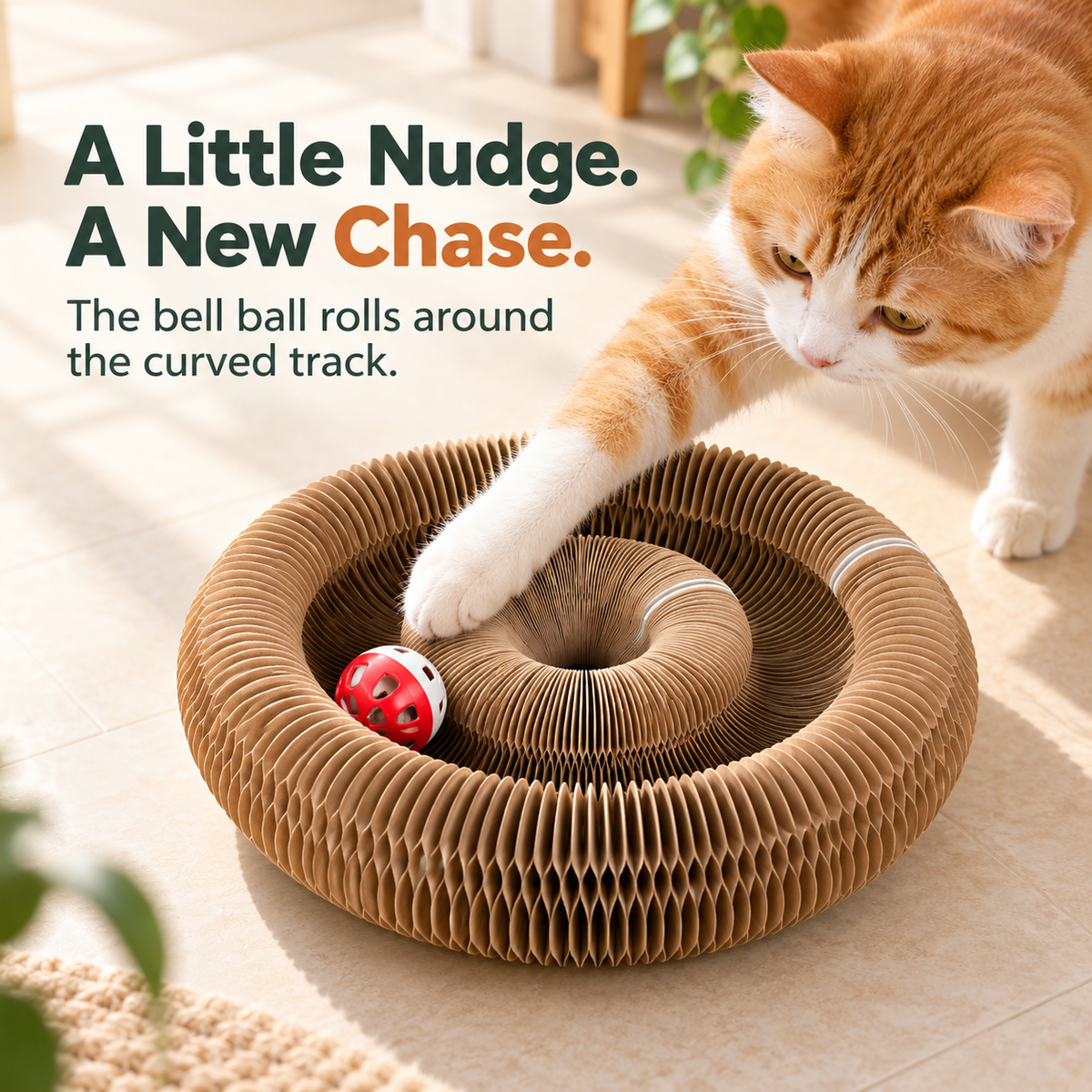 🐾 Foldable Honeycomb Cat Scratcher & Bell Ball Toy