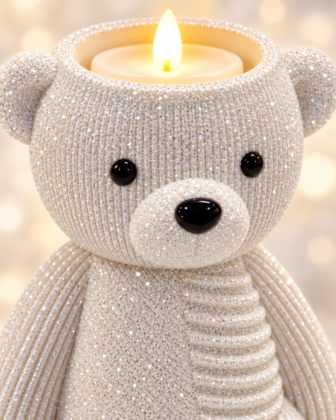 Cozy Polar Bear Candle Holder – Sparkling Winter Home Decor & Christmas Gift
