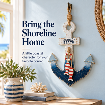 Lighted Coastal Wooden Anchor Wall Decor