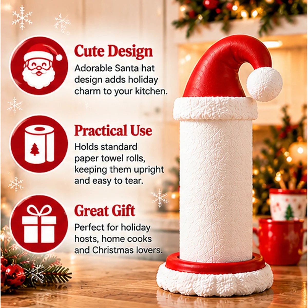 🎅 Santa Hat Paper Towel Holder
